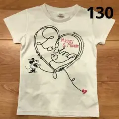 130 ディズニー　半袖　Tシャツ　白　ホワイト　ミッキー　ミニー　ちゃんのサムネイル