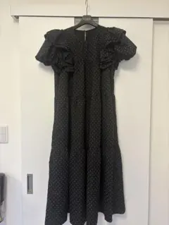 FOXY ドット柄フリル袖ロングワンピース