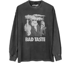 BAD TASTE プリント 長袖Tシャツ ウォッシュドブラックグレー