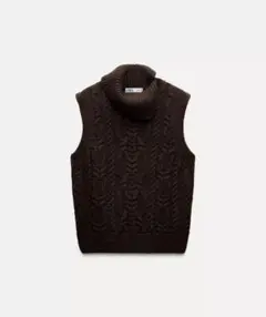 ZARA ケーブルニットベスト ブラウン Sサイズ