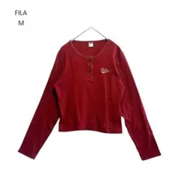 【FILA】ヘンリーネック クロップド丈 長袖 M バーガンディ 1270