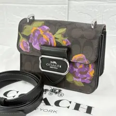 美品 コーチ モーガン ショルダーバッグ クロスボディ 斜め掛け スクエア 花柄