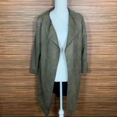 ボタンレス コート アウター ジャケット Mサイズ 緑 グリーン ベルト無し