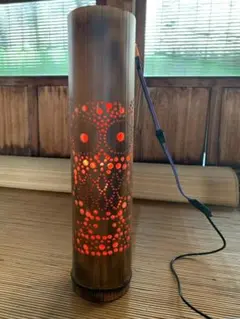 竹製 フクロウ柄 竹灯り ランプ