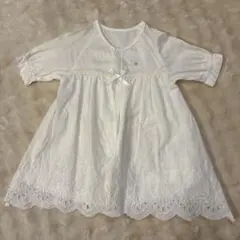 ホワイトベビードレスと帽子セット