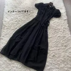 3/31迄 snidel ウエストリブシアーオーガンワンピース　ブラック