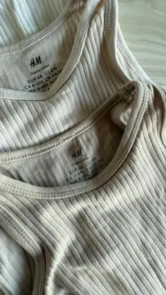 H&M ベージュ リブ編み シャツ肌着 3枚セット