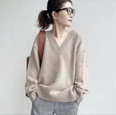 最終SALE【スピック&スパン】2023ローゲージニット Vネックプルオーバー