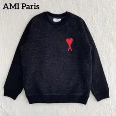 AMI PARIS アミパリス モールニット セーター S 黒 ハートロゴ 刺繍のサムネイル