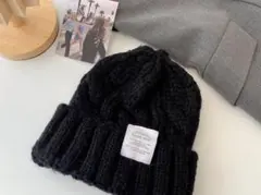 新品　秋冬 定番 ニット帽 ケーブルニット ざっくり編み タグ