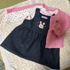 ミキハウス　デニムジャンパースカー ト3点セット　80