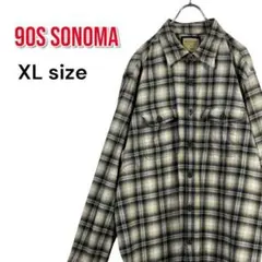 90s SONOMA ソノマ 長袖ネルシャツ チェック XL 古着 ビンテージのサムネイル