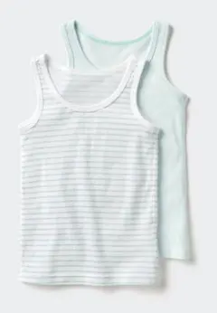 【新品】UNIQLO コットンメッシュタンクトップ　2枚組　グリーン　80