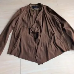 ZARA BASIC ノーカラージャケット ブラウン EU XS