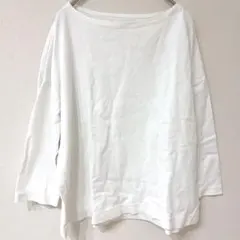 無印良品 綿100% ボートネック カットソー ロンT 白 M-L ホワイト