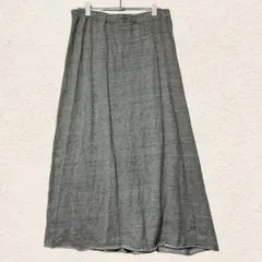 GLOBAL WORK ロングフレアスカート コットン グレー Lストレッチ素材