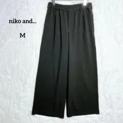 상태좋음 ニコアンド パンツ M チャコール チェック柄 ワイドパンツ