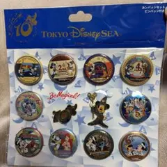 ディズニーシー 10周年 缶バッジセット(ピンバッジ付)