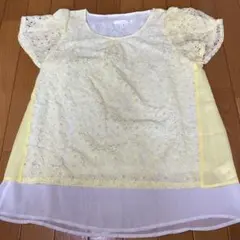 イッツデモ　イエロー レース パフスリーブ トップス