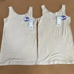 未使用品／GUNZE グンゼ　汗じみジミ防止　タンクトップ 2枚 L ベージュのサムネイル