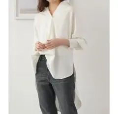美品　VIS ヴィス　レディース　バックシャンスキッパーブラウス　ホワイトのサムネイル