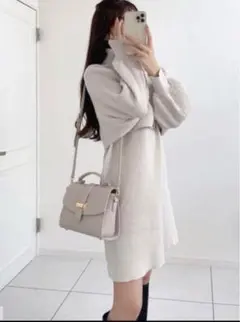 GRLタートルドルマンニットトップスXニットワンピースセットアップ[dr472]