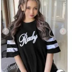 Rady 黒 Tシャツ 半袖 サテンストライプM