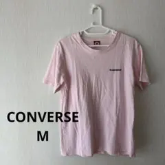 CONVERSE ピンク ロゴ刺繍 Tシャツ M