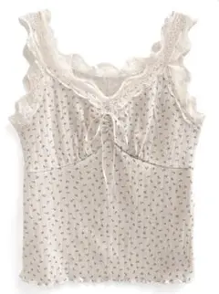 レース花柄リブキャミソール[ze888] アイボリー　　F