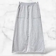 【ミスティック】ラメスウェットロングスカート グレー F スリット Aライン 下