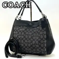 COACH コーチ シグネチャー 2way ハンドバッグ ショルダーバッグ 黒系