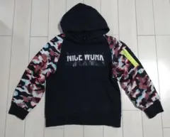 RAD CUSTOM カモフラ柄袖 パーカー ブラック ロゴプリント