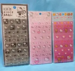 サンリオ キティ タイルシール 3枚　 日焼け ヒョウ柄 ハイビスカス　ギャル