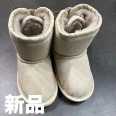 【新品】Petit main ベージュ リボン付きブーツ 14cm