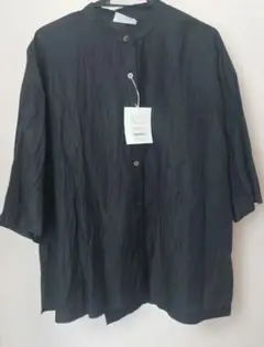 新品タグ付き】Utao: ウタオ フレンチリネン レイヤードシャツ M 黒 