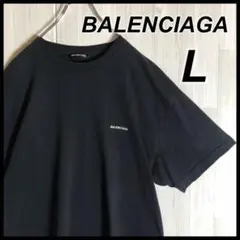【定番・L】バレンシアガ　ワンポイントロゴ　Tシャツ　ブラック　黒のサムネイル