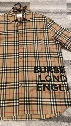 未使用　Burberry チェック柄 ロゴ入り長袖シャツ　バーバリー　M