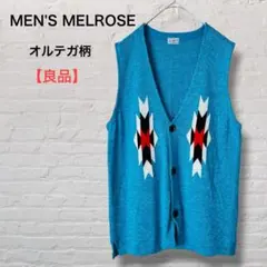 【良品】MEN'S MELROSE ターコイズブルー オルテガ柄 レトロ