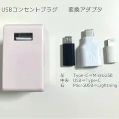 USBコンセントプラグと変換アダプタセット