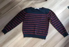【値下げ】ネイビーとレッド　ストライプニットセーター