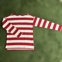 美品♪AIGLE長袖　ロングTシャツ　赤　ベージュ　ボーダー　Mサイズ