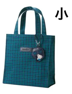 familiar トートバック小　青系チェックトート　緑