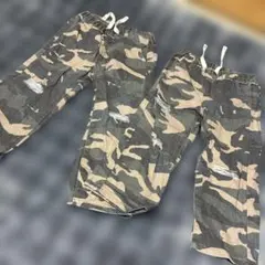 韓国子供服 迷彩柄 ダメージパンツ 兄弟 姉妹 お揃い