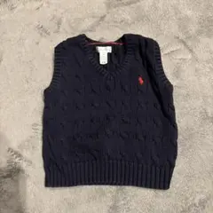 Ralph Lauren ネイビー ケーブルニット ベビーベスト 18M ポロ