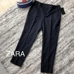 値下げZARA☆新品未使用タグ付きスーツプラステネイビーストライプパンツM