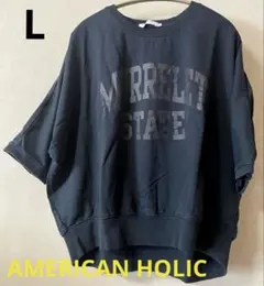 土日限定お値下げ　ロゴTシャツ 半袖 カットソー　ネイビー　Lのサムネイル