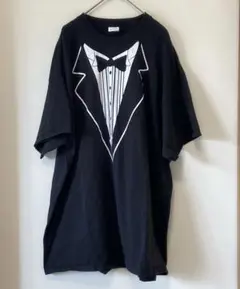 ポートアンドカンパニー タキシード柄 クルーネック半袖Tシャツ 2XL 黒 綿
