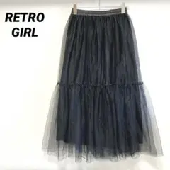 RETRO GIRL チュールティアードスカート ブラック ウエストゴム