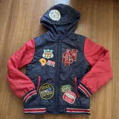 キッズ 中綿ジャケット フード付き ネイビー レッド