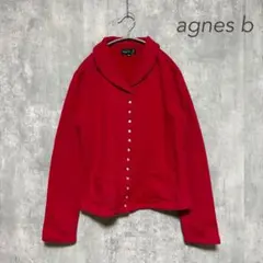 agnes b. 赤 ボタン付きカーディガン T2 襟付き